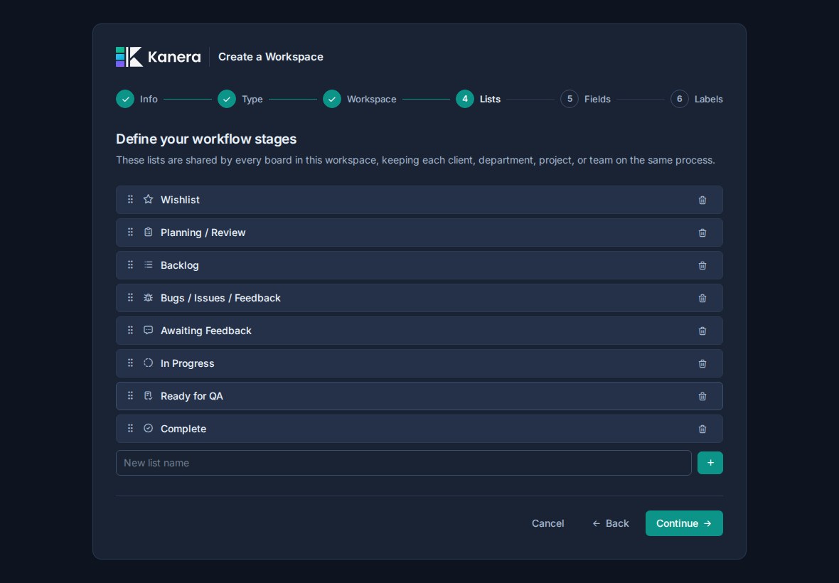 The onboarding step for reviewing shared workspace lists.